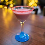A chocolate covered cherry martini with chocolate Baileys Irish Cream
