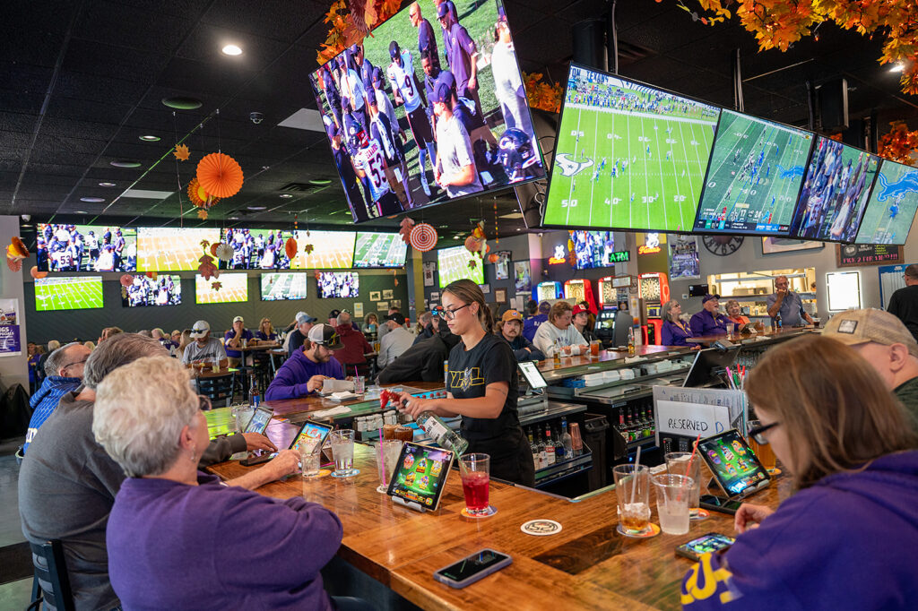 people watching Mn Vikings game at Little Village Pub in White Bear Lake, MN
